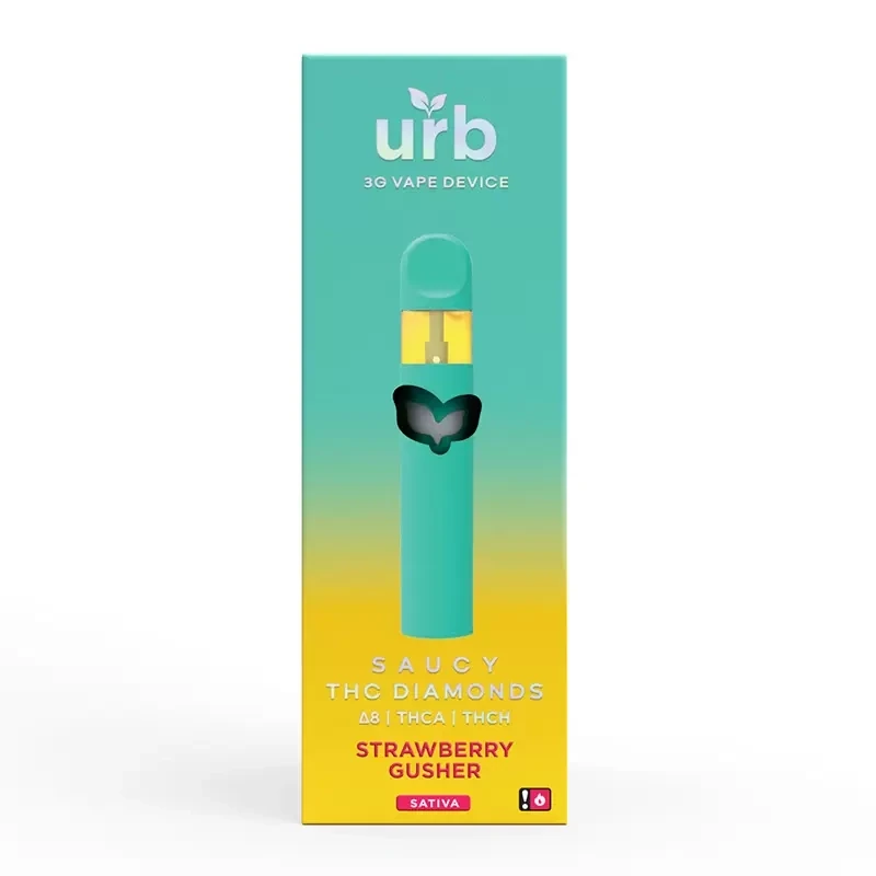 Urb Saucy THC Diamonds Disposable 3ml, Material: Strawberry Gusher (Sativa)