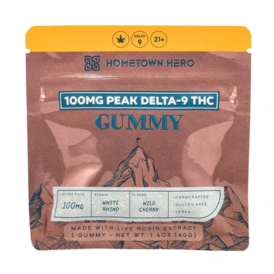 Hometown Hero Delta-9 Peak Live Rosin Gummy 100mg, Flavor: White Rhino/ Wild Cherry