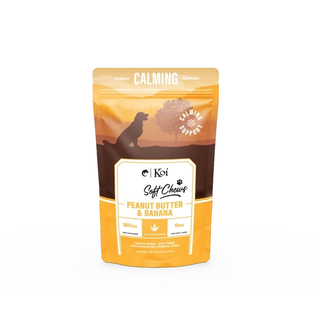 Koi Pet Chews, Flavor, Size, CBD Strength: Peanut Butter &amp; Banana Calming 30ct 180mg