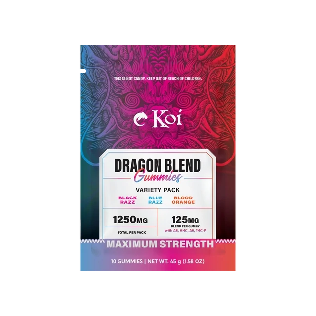 Koi Dragon Blend Gummies 10ct D8 D9 HHC THCP Variety Pouch