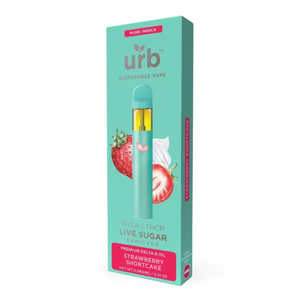 Urb Live Sugar Disposable (Vape Cay Paris ) 3g, Strain: Strawberry Shortcake (Indica)