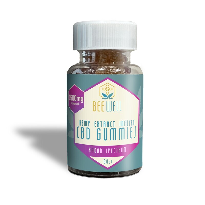 Bee Well CBD Broad Spectrum Gummies 60ct 1500mg