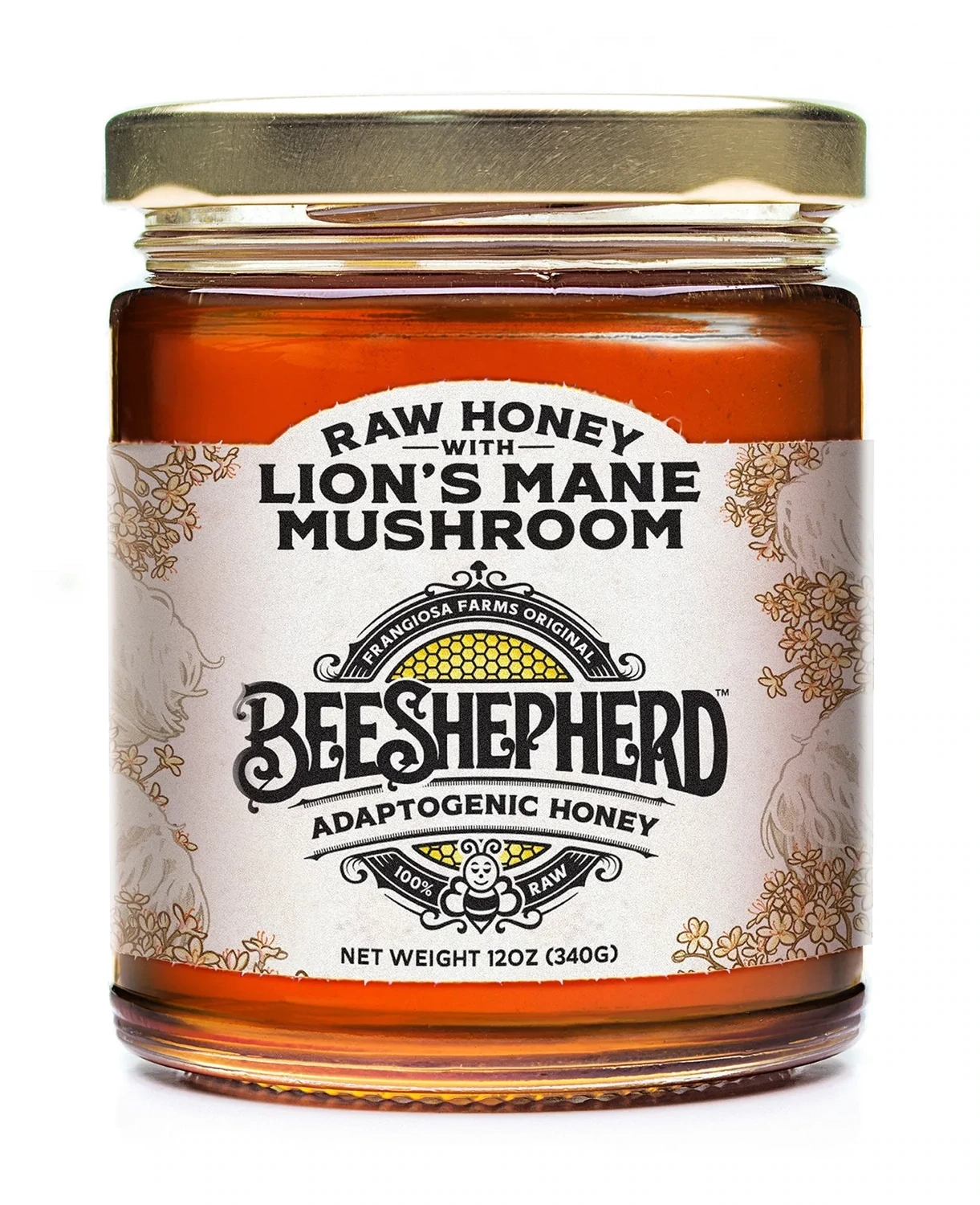Bee Shepherd Infused Raw Honey 12oz, Formula: Lions Mane
