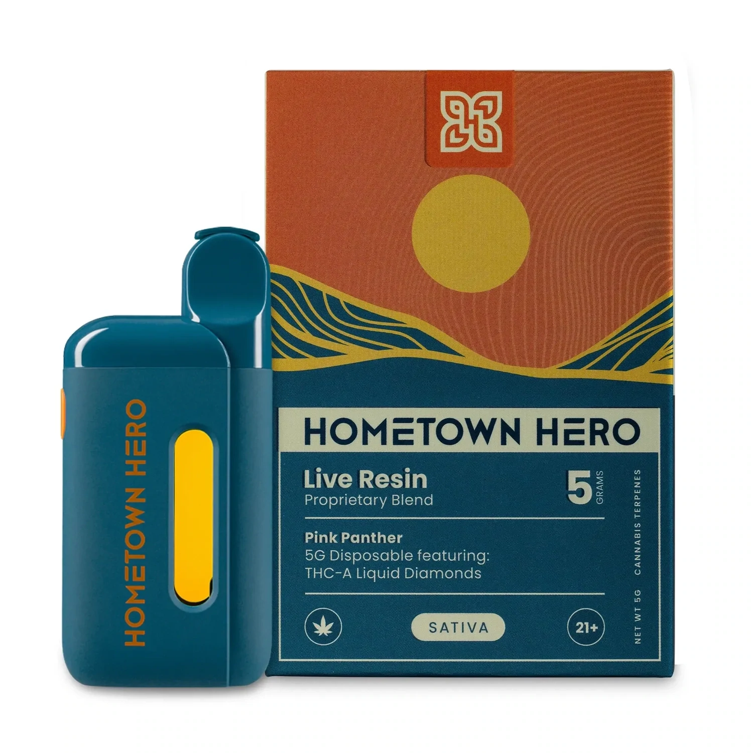 Hometown Hero Live Resin THCa 5g Disposable, Strain: Sativa Pink Panther