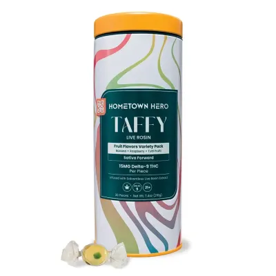 Hometown Hero Live Rosin Taffy 15mg Delta 9 (Canister of 30)