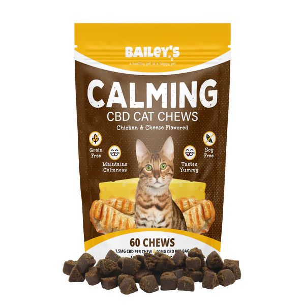 Bailey&#39;s Calming CBD Cat Chews Chicken &amp; Cheese 90mg Bag