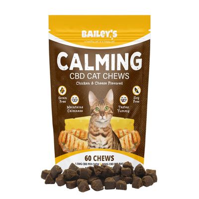 Bailey&#39;s Calming CBD Cat Chews Chicken &amp; Cheese 90mg Bag