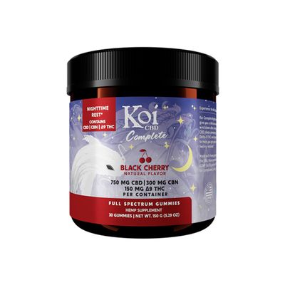 Koi Complete Nighttime Rest Gummy 30ct 750mg CBD 300mg CBN 150mg Delta 9, Flavor: Black Cherry