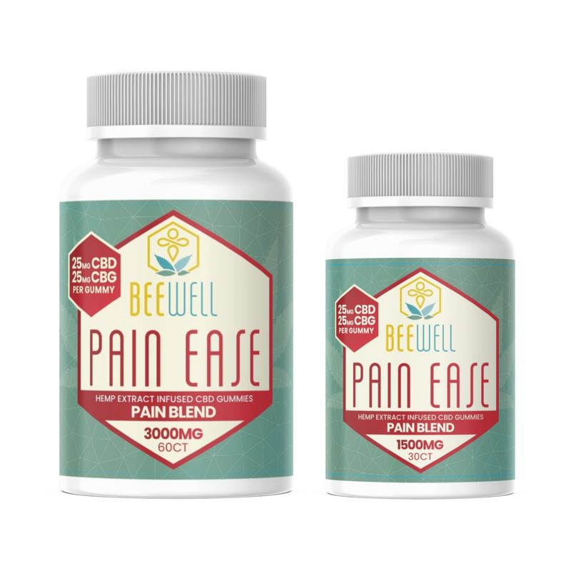 Bee Well CBD Pain Ease Gummies 25mg CBD 25mg CBG 30ct 1200mg