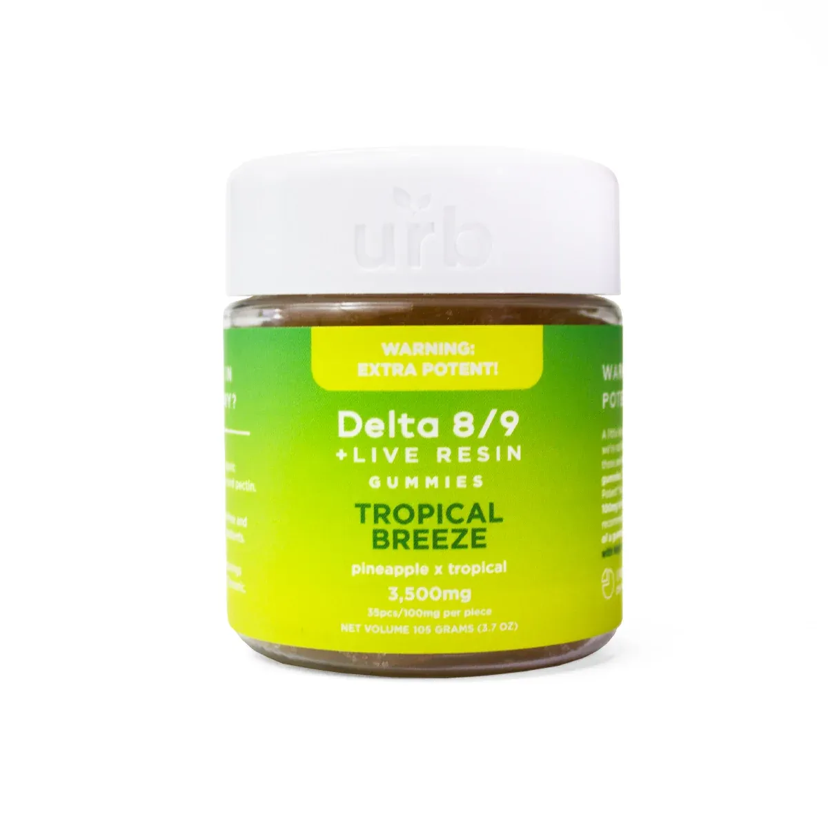 Urb Live Resin Gummies (Gummy Getaway Barbados) 3500mg 35ct Delta 8 &amp; 9 Tropical Breeze