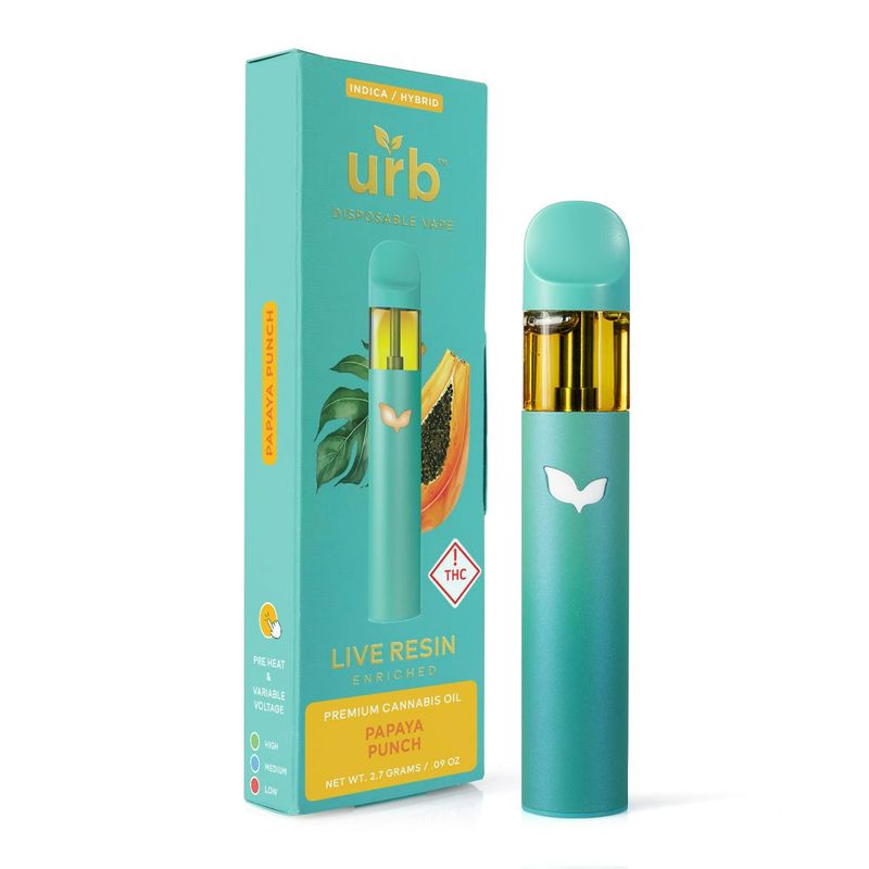 Urb Live Sugar Disposable THCa THCp D8 D9 3ml Papaya Punch (Indica Hybrid)