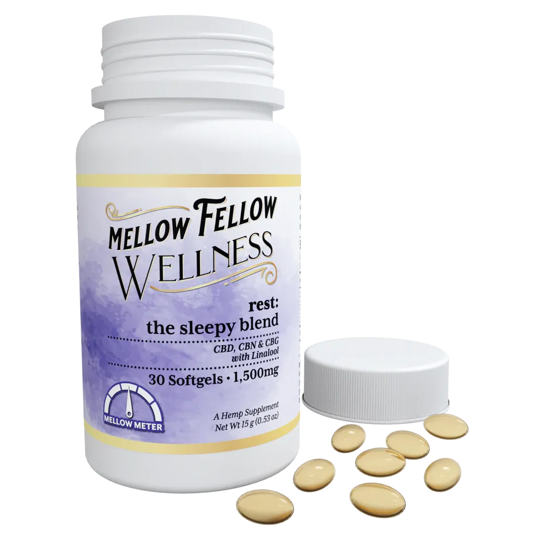 Mellow Fellow Wellness Softgel Capsules 30ct, Formula by Function: 1500mg Rest Blend