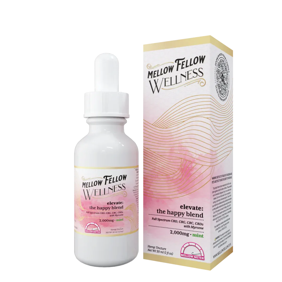 Mellow Fellow Wellness Tincture 30 ml, Formula by Function: 2000mg Elevate Mint