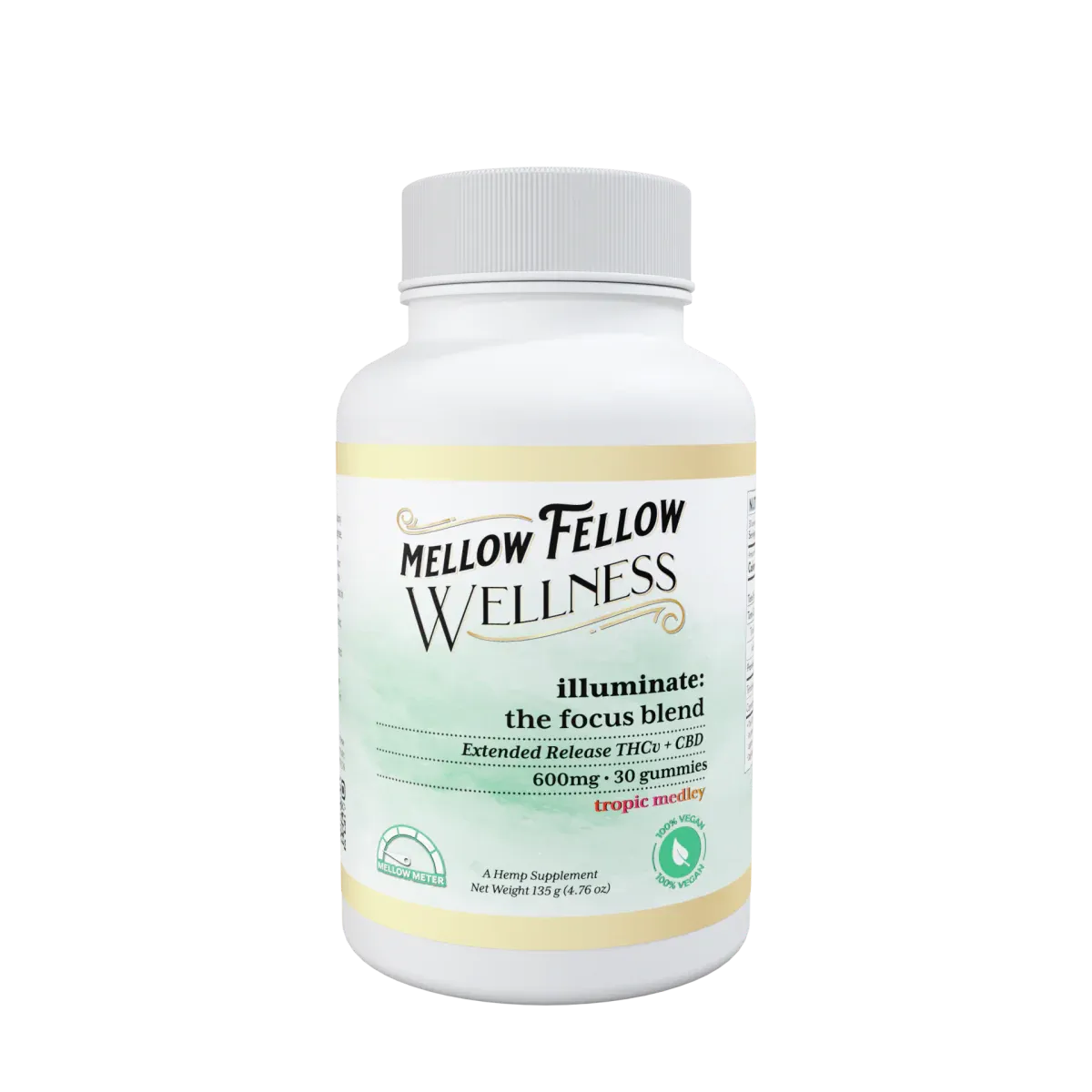 Mellow Fellow Wellness Gummies 30ct Jar, Formula: Illuminate Focus Blend 600mg