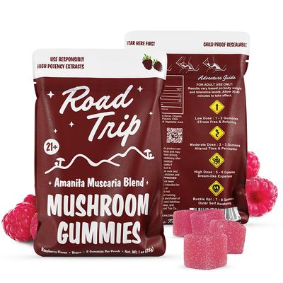 Road Trip Amanita Muscaria Magic Mushroom Gummies 8ct, Flavor: Raspberry