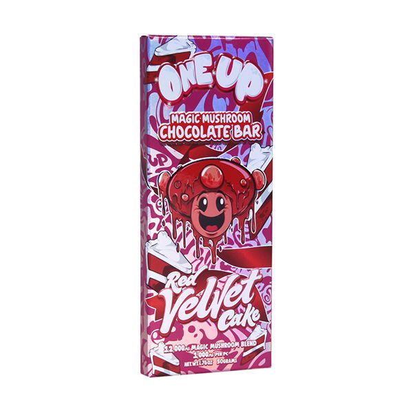One Up Amanita Magic Mushroom Chocolate Bar, Flavor: Red Velvet Cake