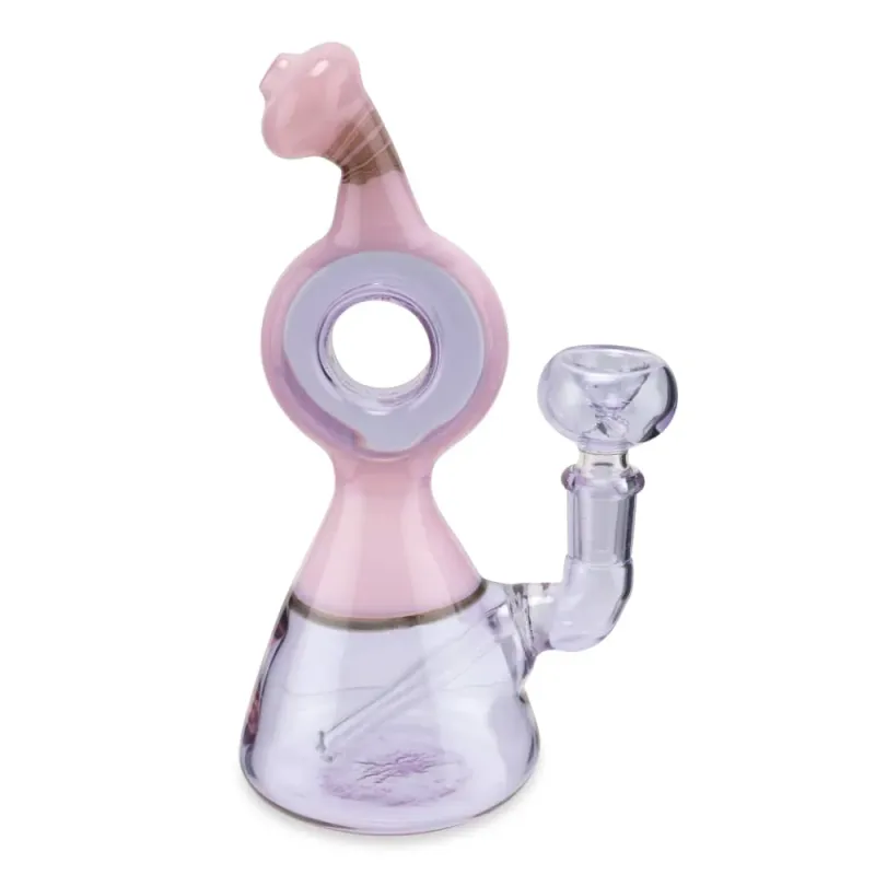 Pioneer Glass 6” Pink and Purple Donut Water Pipe