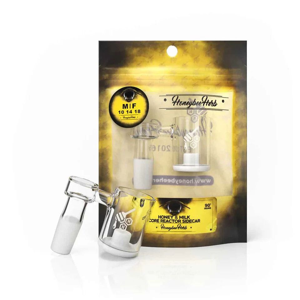 Honeybee Herb Banger, Color: Honey &amp; Milk Bevel Sidecar 14mm