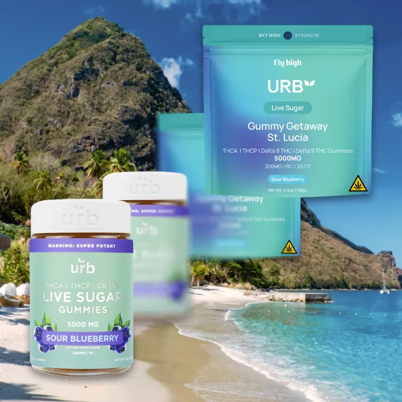 Urb Live Sugar (Gummy Getaway St. Lucia) THCa THCp D8 D9 5000mg 25ct