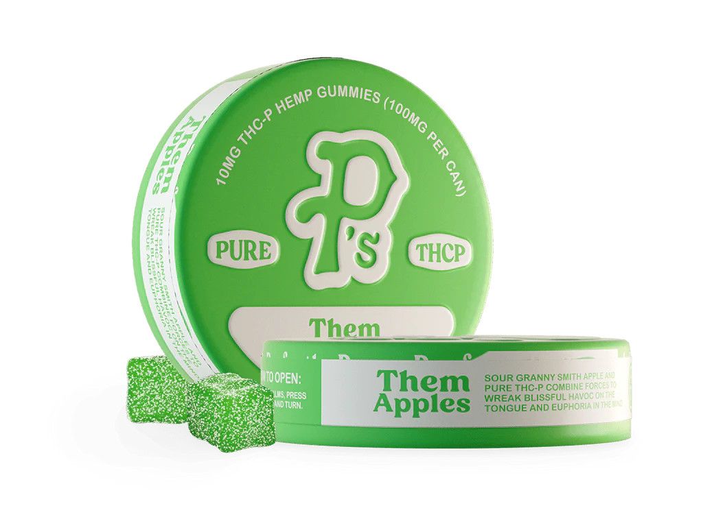 Pushin&#39; P&#39;s Gummies THCp 100mg 10ct Tin, Strain: Them Apples