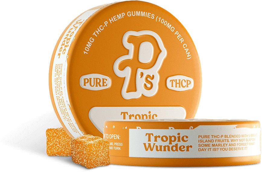 Pushin&#39; P&#39;s Gummies THCp 100mg 10ct Tin Tropic Wunder