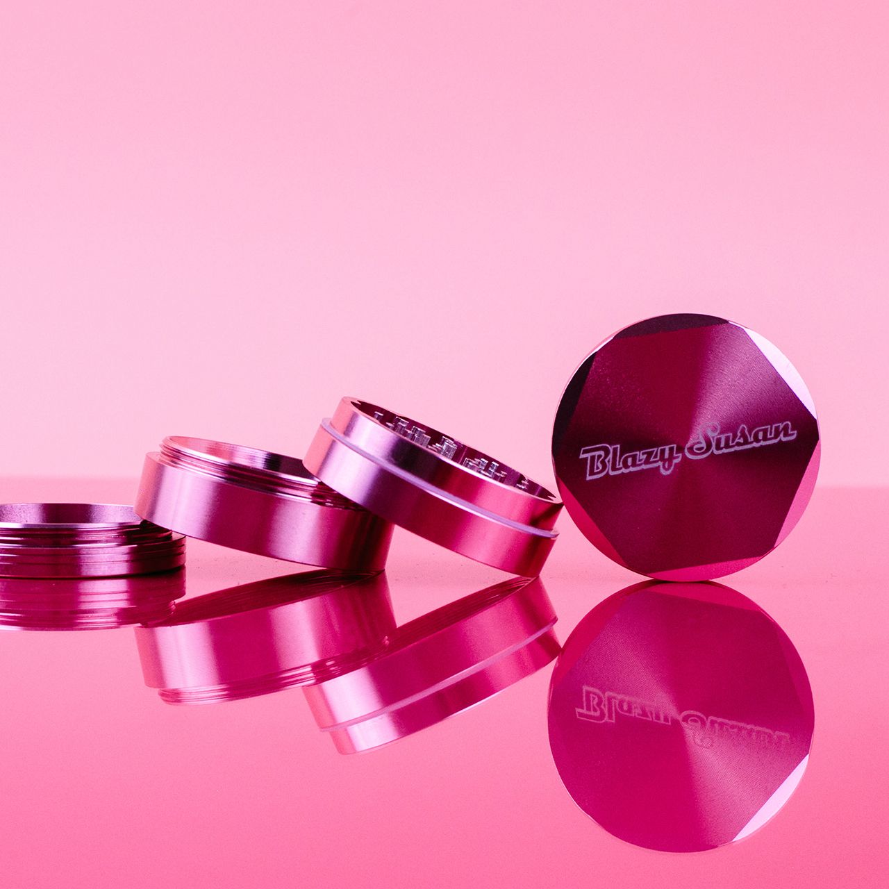 Blazy Susan 4-Piece Aluminum Grinder 2.5&quot; Hot Pink
