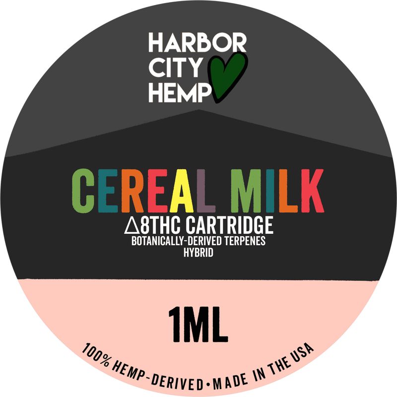 Harbor City Hemp Delta 8 BDT Cartridge 1g Hybrid Cereal Milk