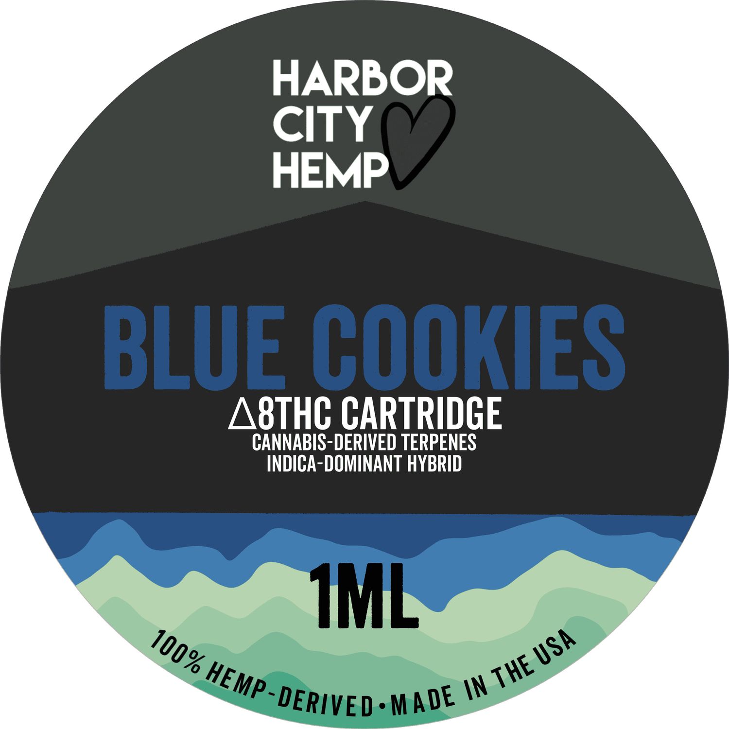 Harbor City Hemp Delta 8 CDT Cartridge 1g Indica Hybrid Blue Cookies