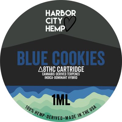 Harbor City Hemp Delta 8 CDT Cartridge 1g Indica Hybrid Blue Cookies