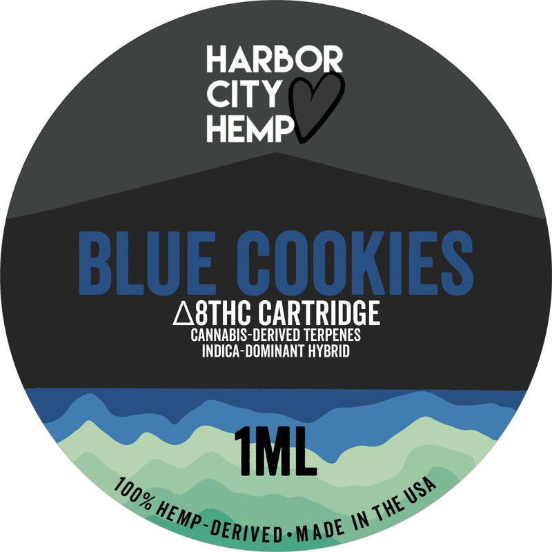 Harbor City Hemp Delta 8 CDT Cartridge 1g Indica Hybrid Blue Cookies