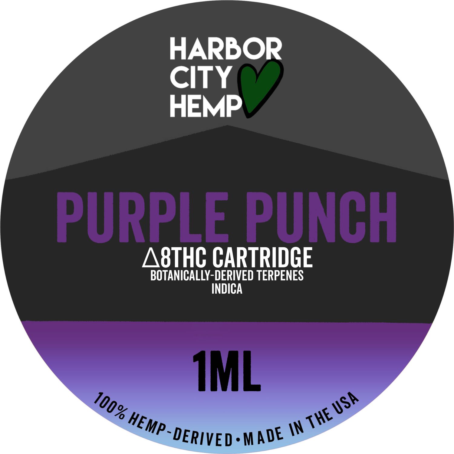 Harbor City Hemp Delta 8 BDT Cartridge 1g Indica Purple Punch