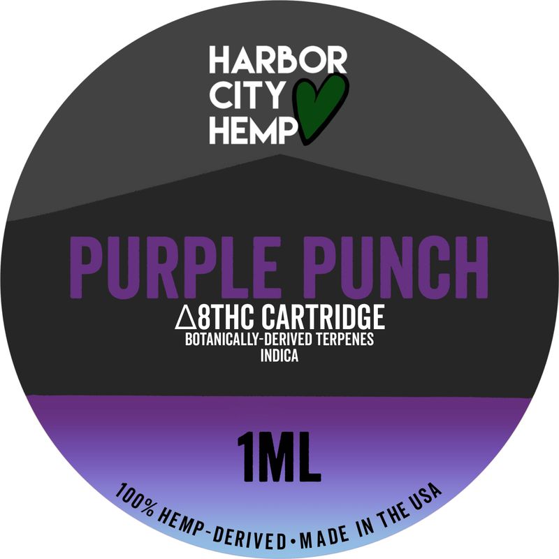 Harbor City Hemp Delta 8 BDT Cartridge 1g Indica Purple Punch