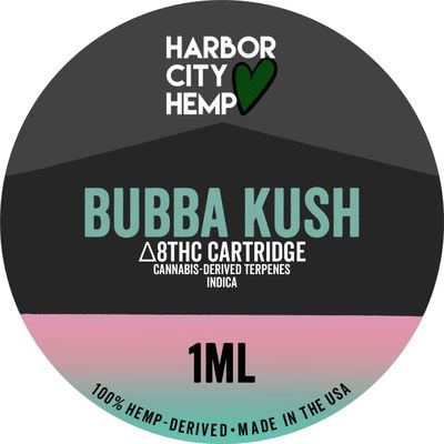 Harbor City Hemp Delta 8 CDT Cartridge 1g Indica Bubba Kush