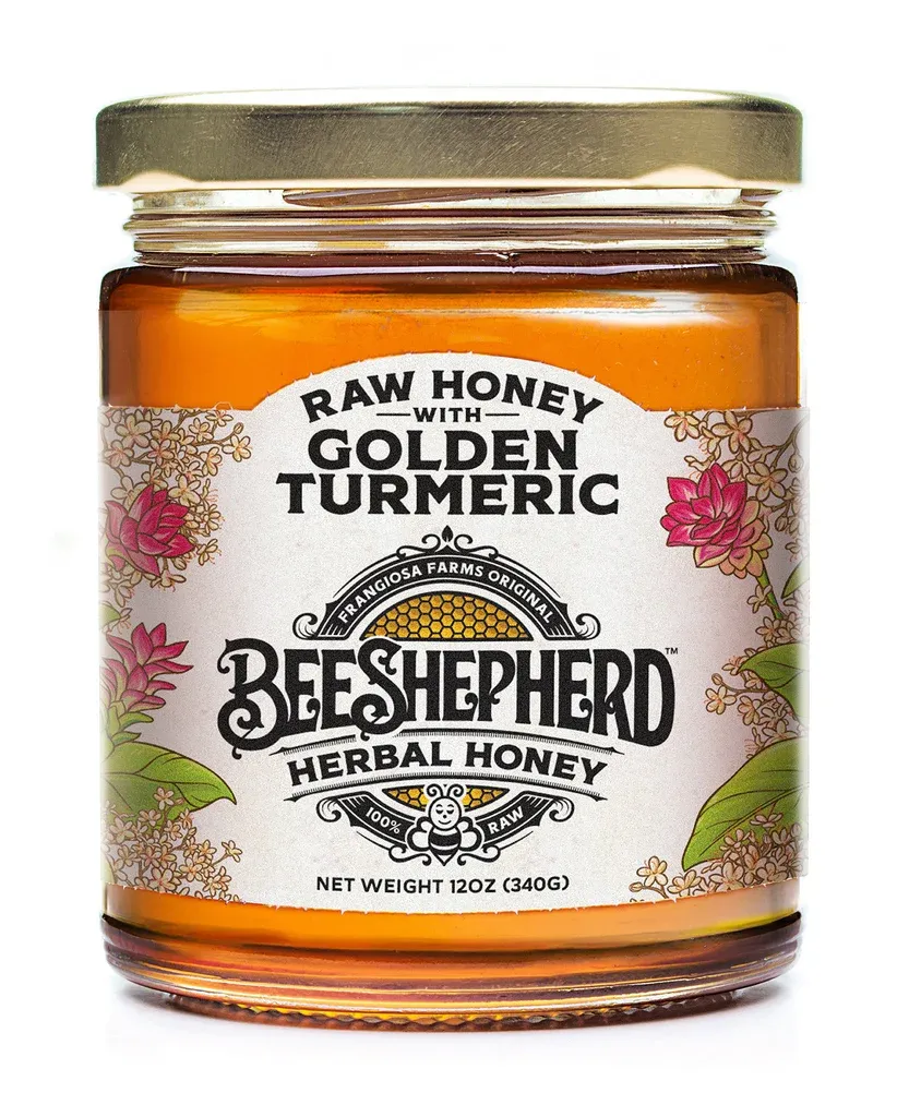 Bee Shepherd Infused Raw Honey 12oz Golden Turmeric