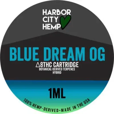 Harbor City Hemp Delta 8 BDT Cartridge 1g Hybrid Blue Dream