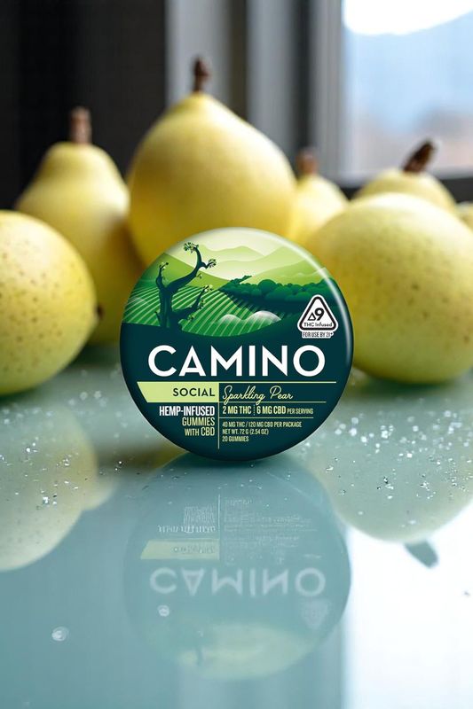 Camino Hemp Gummy Social 40mg D9 120mg CBD 20ct Sparkling Pear