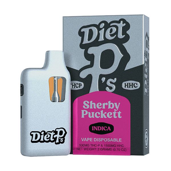 Diet P&#39;s Disposable 2g THCp Blend , Strain: Sherby Puckett (Indica)
