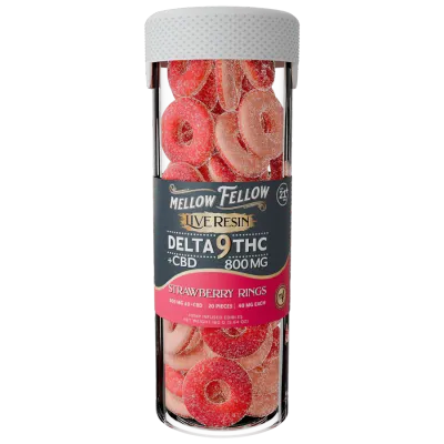 Mellow Fellow Delta 9 Live Resin 800mg CBD/THC Rings 20ct Jar