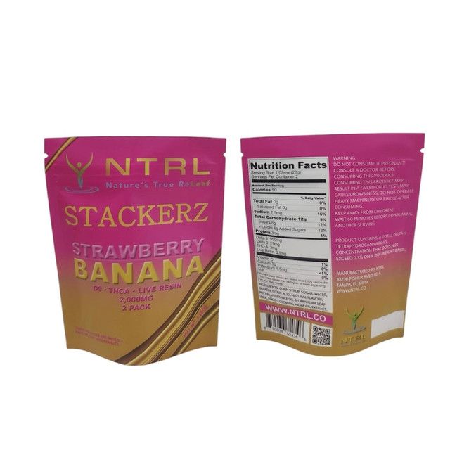 NTRL Stackers Live Resin Gummy 950mg D8 25mg D9 2mg THCA 2ct