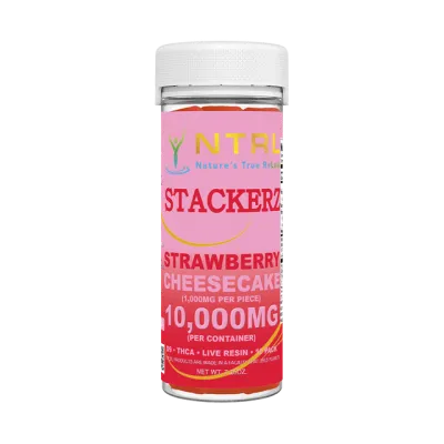 NTRL Stackers Live Resin Gummy 950mg D8 25mg D9 2mg THCA Strawberry Cheesecake 2ct