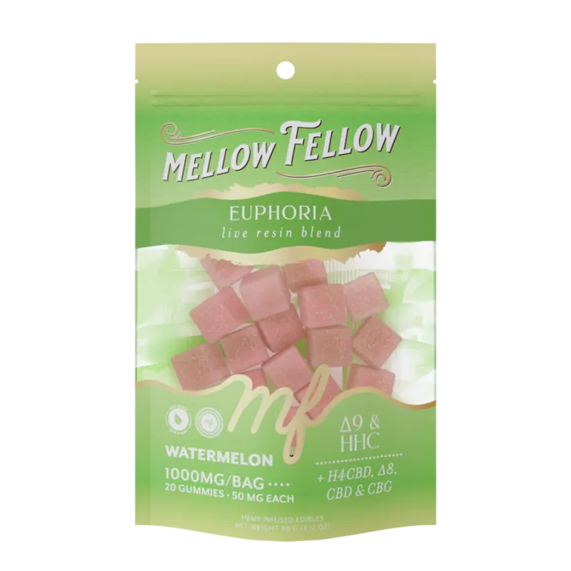 Mellow Fellow Live Resin M-Fusions 100mg 2ct D9 HHC H4CBD D8 CBD CBG Euphoria Watermelon