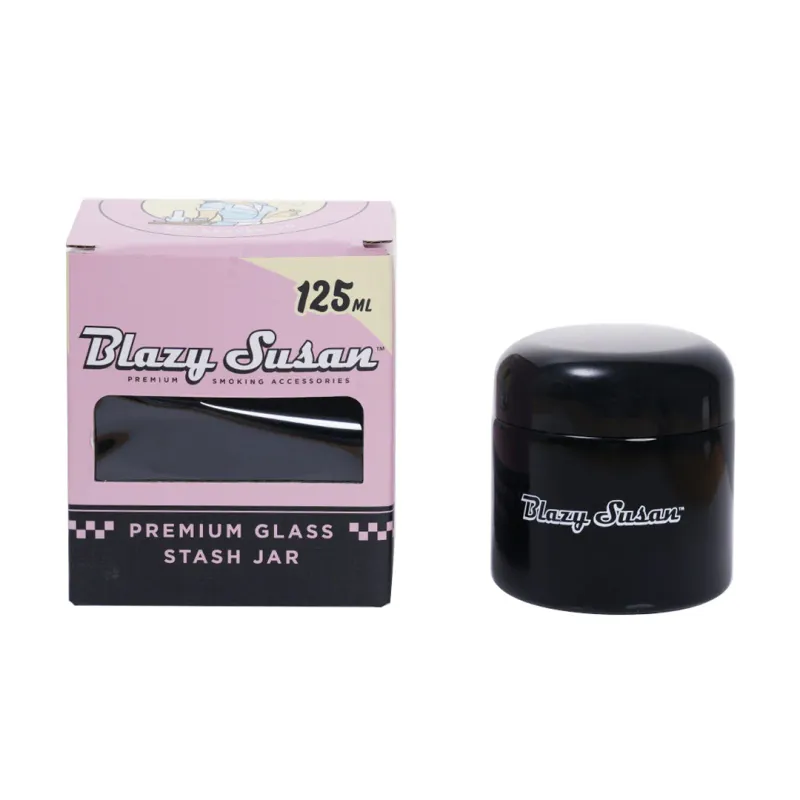 Blazy Susan Glass Stash Jar Black