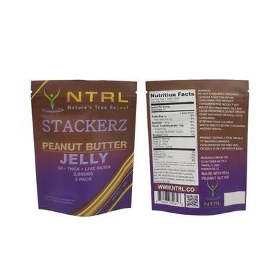 NTRL Stackers Live Resin Gummy 950mg D8 25mg D9 2mg THCA 2ct Peanut Butter Jelly