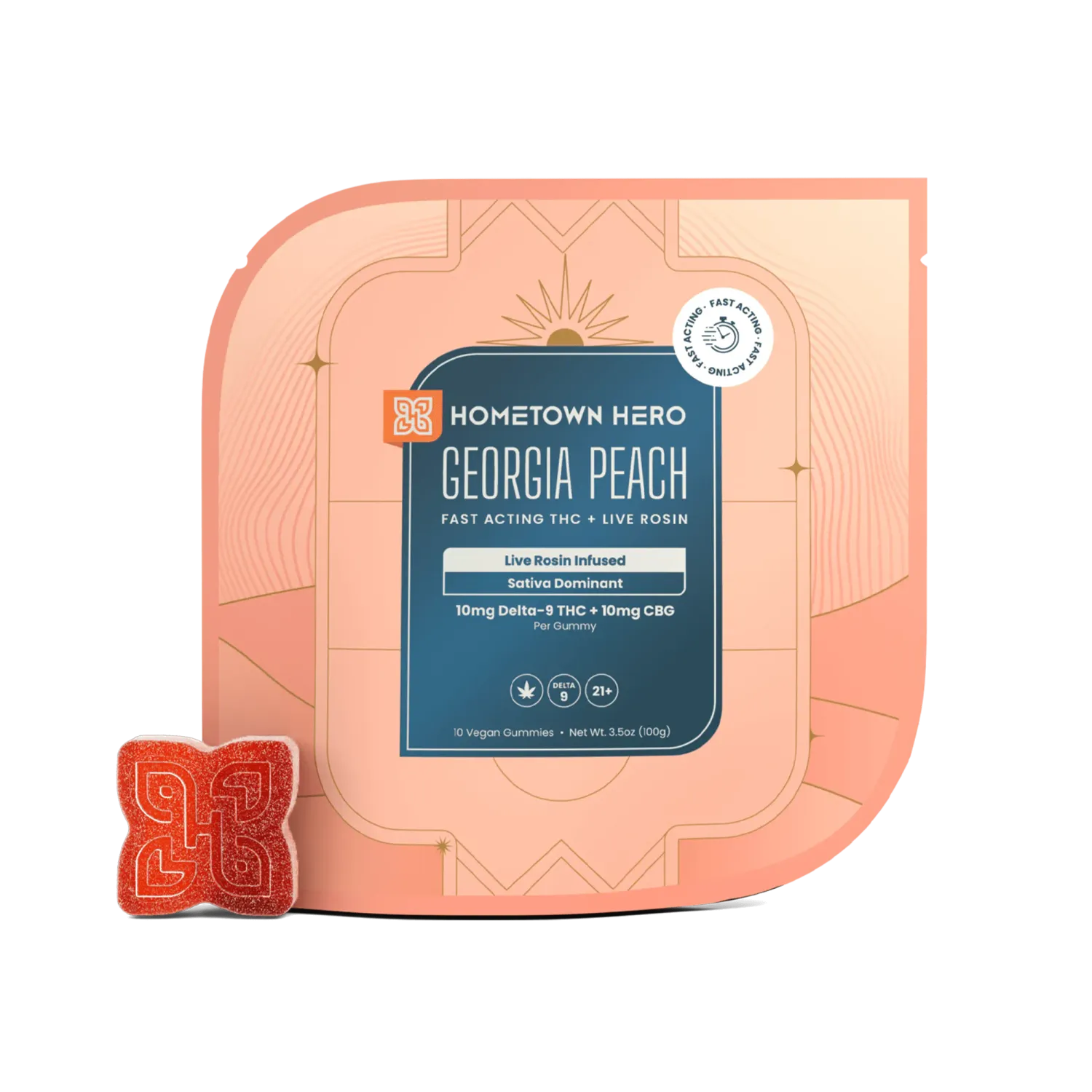 Hometown Hero Live Rosin Infused Gummies 10mg