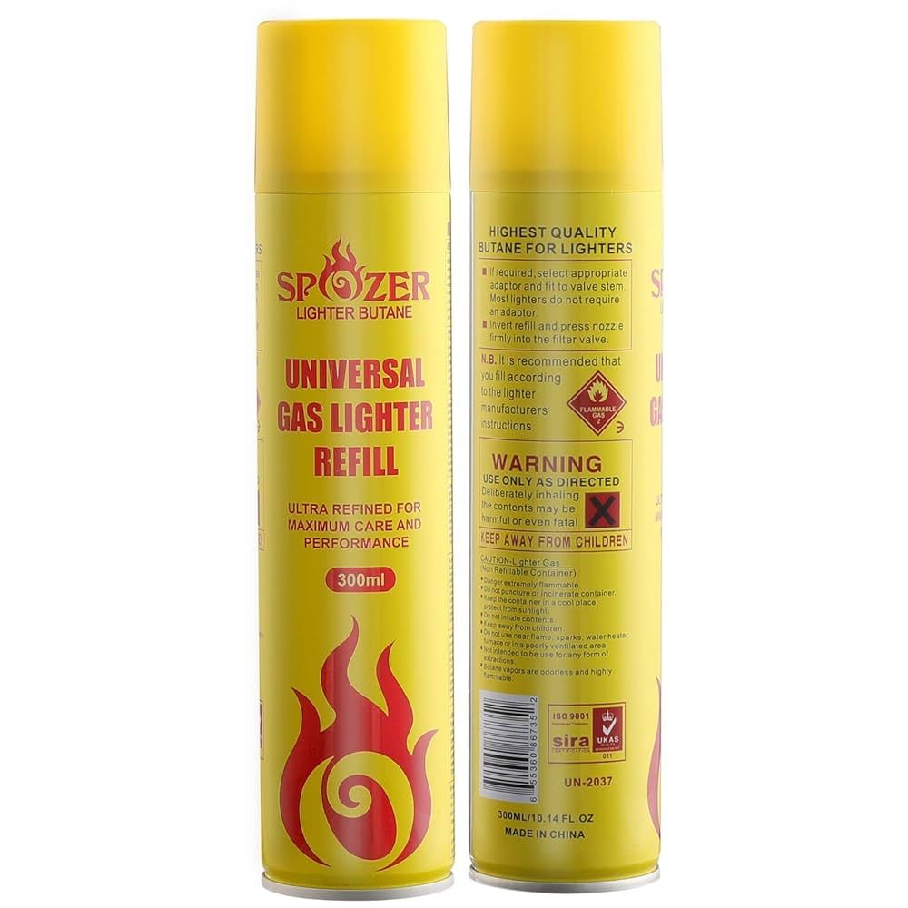 Spozer 11X Lighter Gas Refill Butane Universal Fluid Fuel Ultra Refined 300ml 10.14 FL. Oz