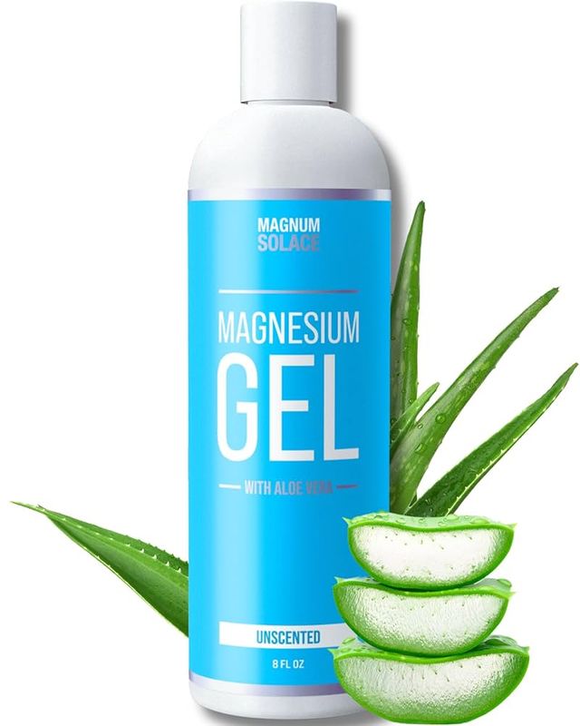 Magnum Solace Magnesium Gel with Aloe Massage Gel for Leg &amp; Muscle Cramp Unscented 8oz