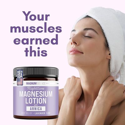 Loción Nocturna de Magnesio Magnum Solace con Árnica | Manzanilla y Lavanda 5oz