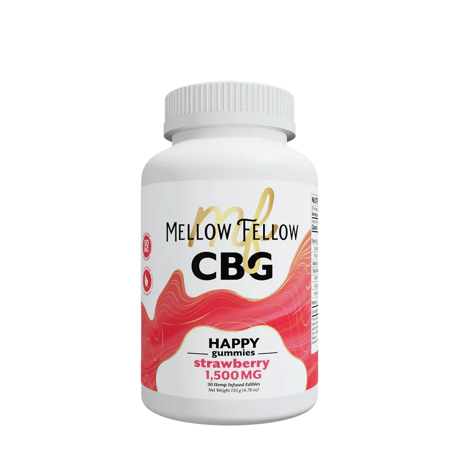 Mellow Fellow Happy Gummies 30ct Jar 1500mg CBG