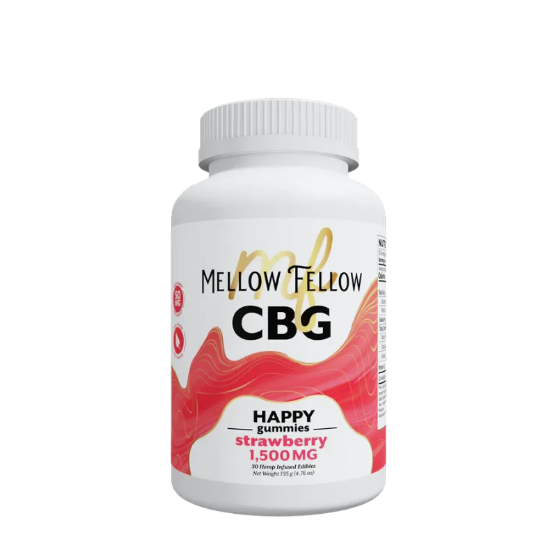 Mellow Fellow Happy Gummies 30ct Jar 1500mg CBG