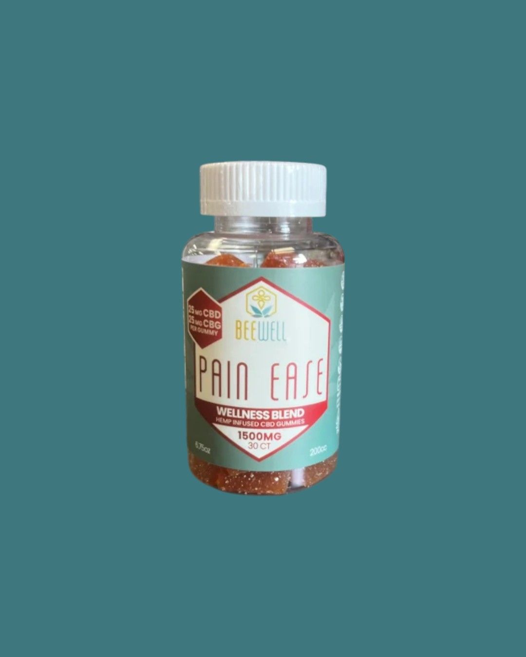 Bee Well CBD Pain Ease Gummies 50mg (CBD, CBG) 30ct 1500mg